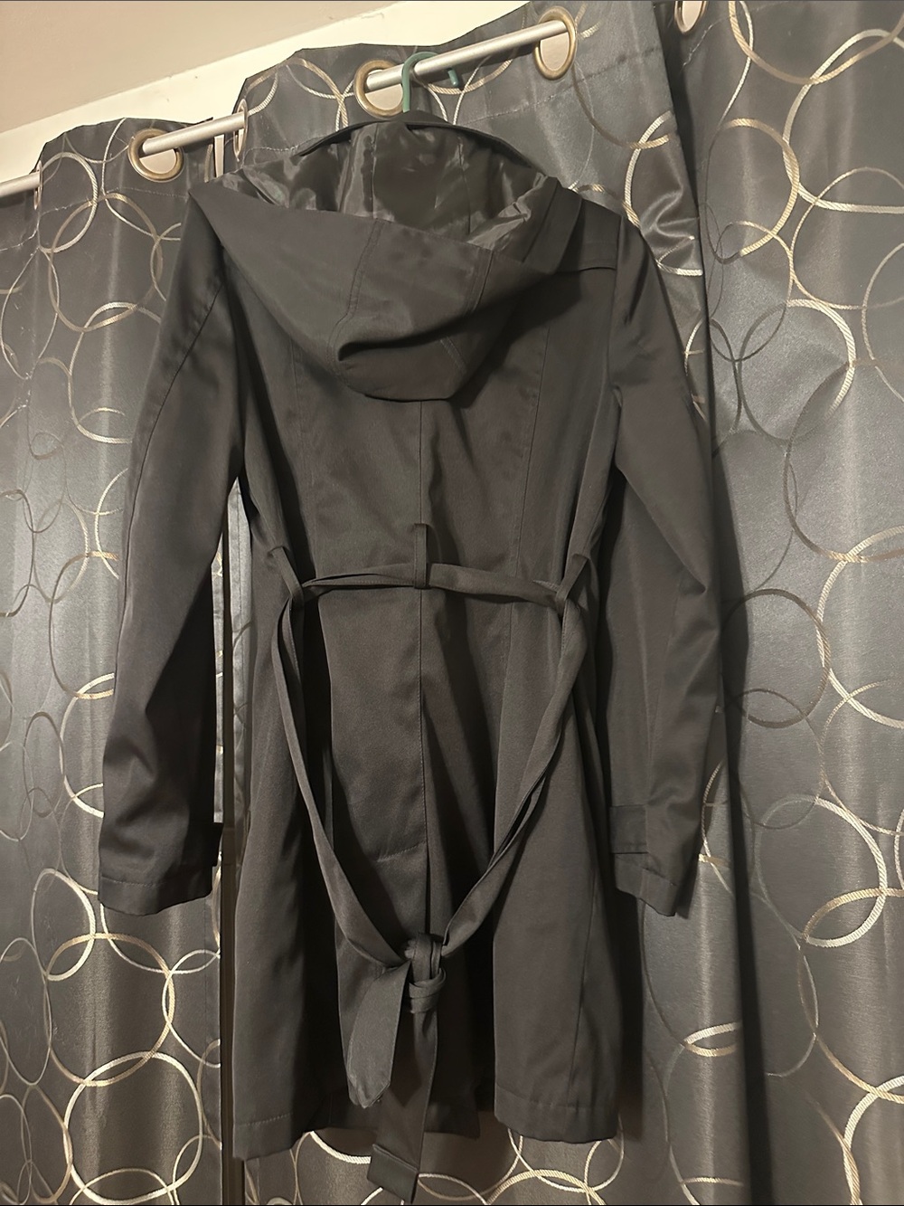 Women's Black Double-Breasted Trench Coat - Picture 3 of 3
